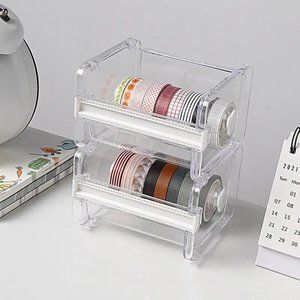 NEW Washi Tape Holder, Stackable Multi Tape Dispenser Cutter - Clear Transparent